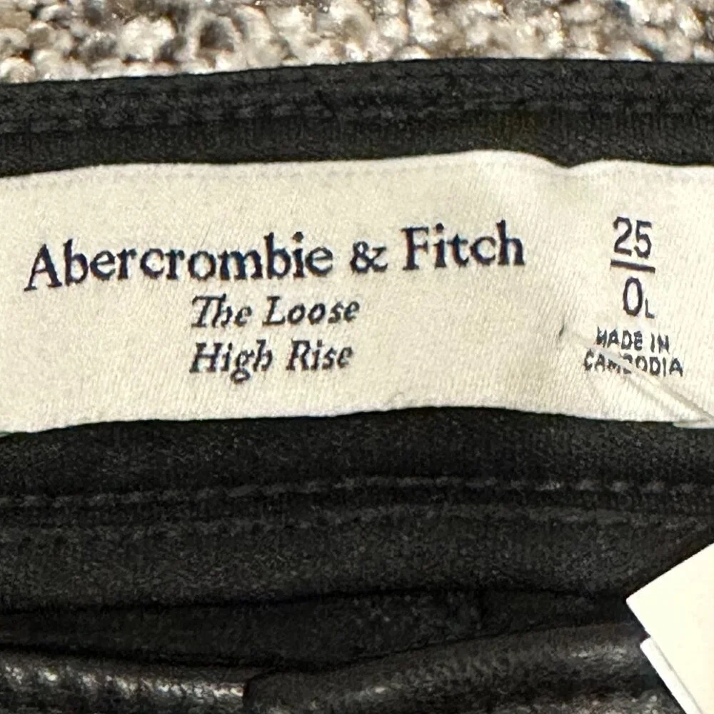 Abercrombie & Fitch High Rise Vegan Leather Pants (Black - Size 0 Long) - Picture 3 of 3